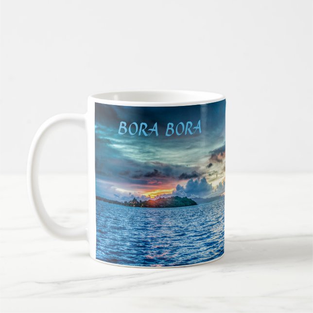 Bora Bora Sonnenuntergang über dem Ozean Kaffeetasse (Links)