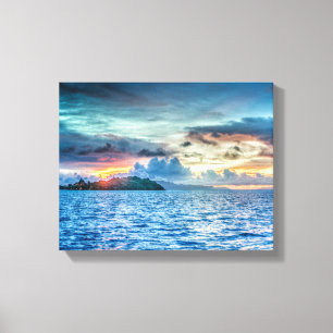 Bora Bora Sonnenuntergang über dem Ozean Leinwanddruck