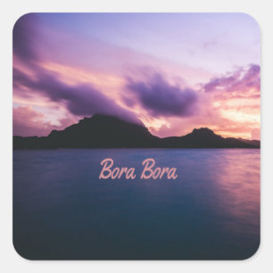 Bora Bora Suset Island Beach Quadratischer Aufkleber