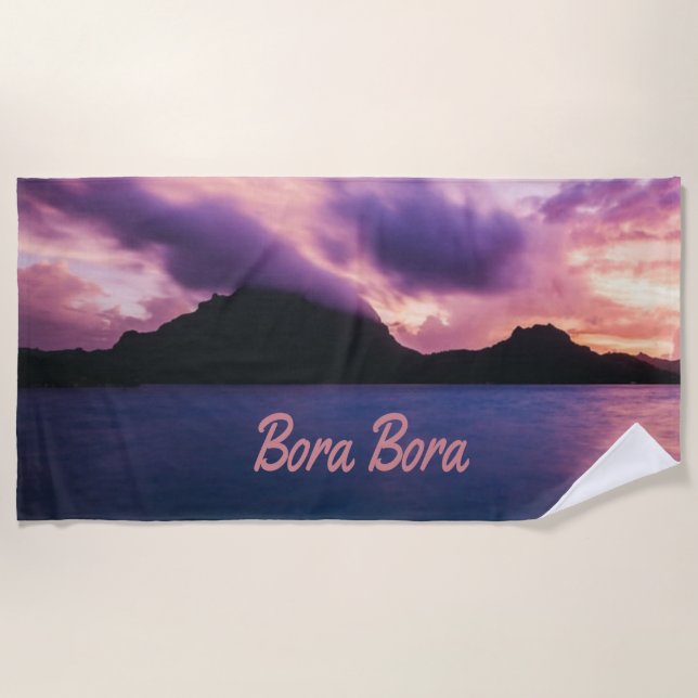 Bora Bora Suset Island Beach Strandtuch (Vorderseite)