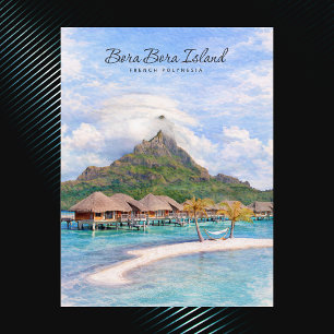 Bora Bora Tahiti Insel Aquarell Tropische Eescap Postkarte