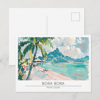 Bora Bora Vintage-Kunstillustration Reise Postkarte