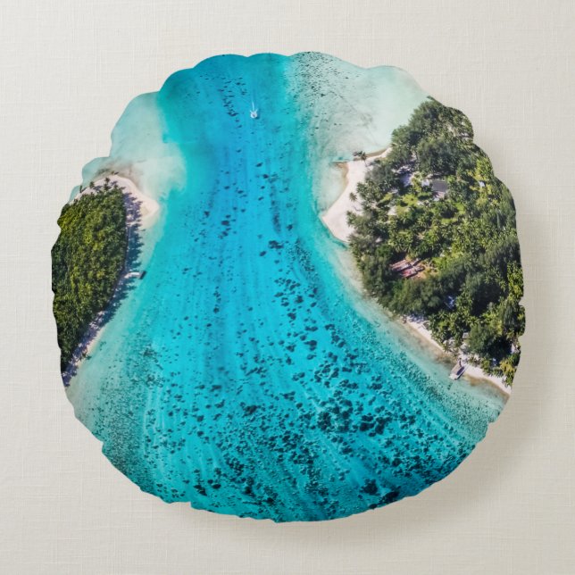Bora Bora - Weg zum Ozean Rundes Kissen (Vorderseite)