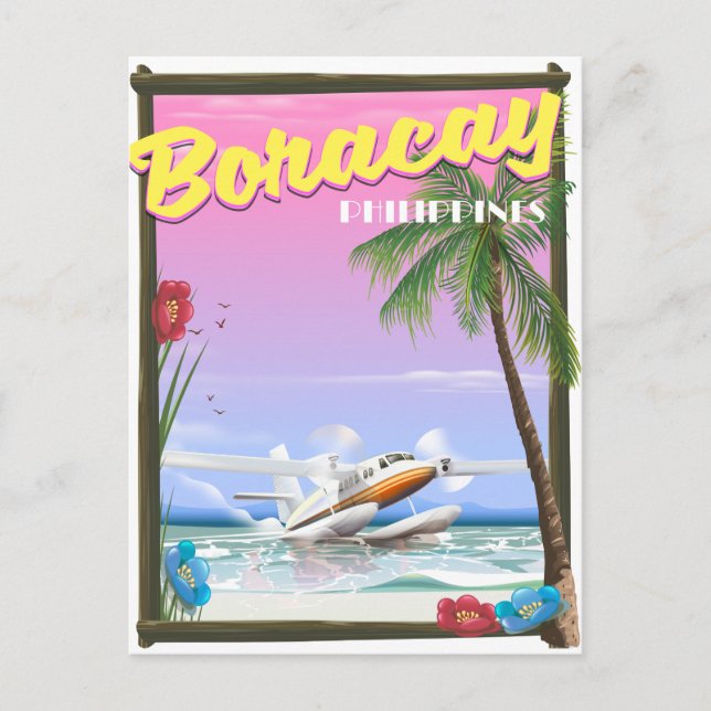 Boracay Philippinen Strand Reiseplakat Postkarte (Vorderseite)