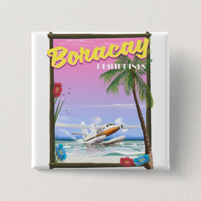 Boracay Philippines Strandposter Button (Vorderseite)