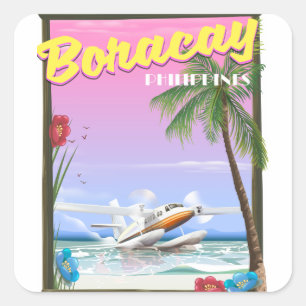 Boracay Philippines Strandposter Quadratischer Aufkleber