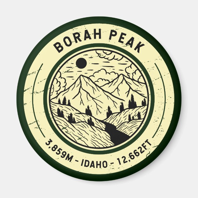 Borah Peak Idaho Wandern Magnet (Vorne)