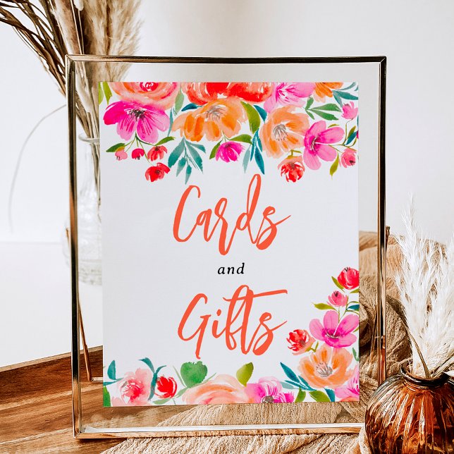Borange Wildblumen Bridal Poster (Boho orange floral wildflowers bridal bridal sign)