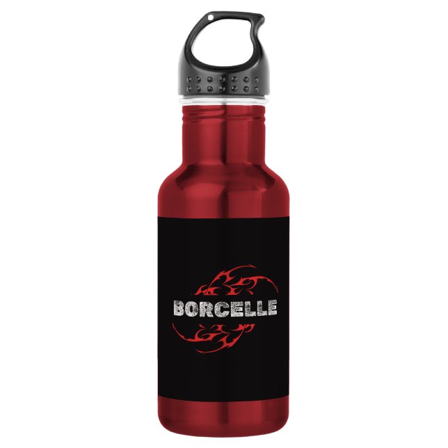 BORCELLE Stammesflamme-Emblem Edelstahlflasche (Vorderseite)