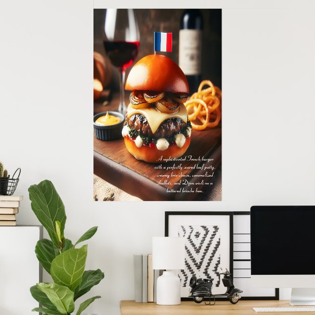 Bordeaux Bistro Burger 24 x 36 Poster (Heimbüro)