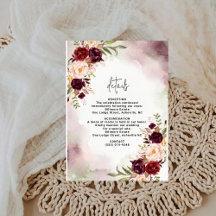Bordeaux-Blush-Aquarell-Hochzeits-Detailkarte