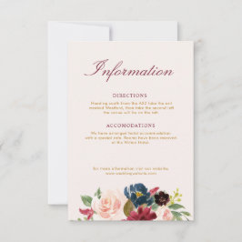 Bordeaux-Blütenhochzeit RSVP Karte