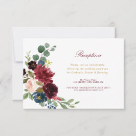 Bordeaux-Blütenhochzeitkarte RSVP Karte