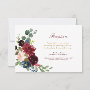 Bordeaux-Blütenhochzeitkarte RSVP Karte
