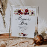 Bordeaux-Brautparty mimosa-Bar Poster<br><div class="desc">Ein Blumendesign mit wunderschönen marinebürdigen Rose und edlen Farben. Der Text und die Farben auf diesem Zeichenposter können bearbeitet werden.</div>