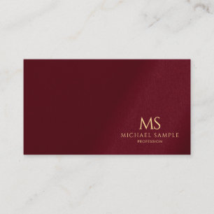Bordeaux Elegant Gold Text Monogramm Professional Visitenkarte