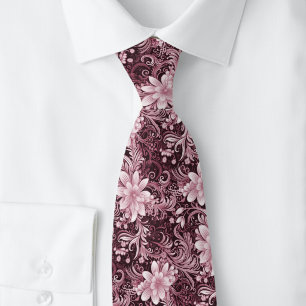 Bordeaux Floral Batik Krawatte