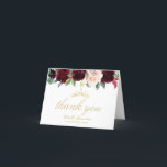 Bordeaux florale quinceanera danke Ihnen Karte<br><div class="desc">ein hübsches Blumendesign mit schönen bordeauxfarbenen Blume. Text und Nachricht können personalisiert sein.</div>