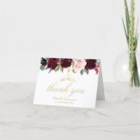 Bordeaux florale quinceanera danke Ihnen Karte