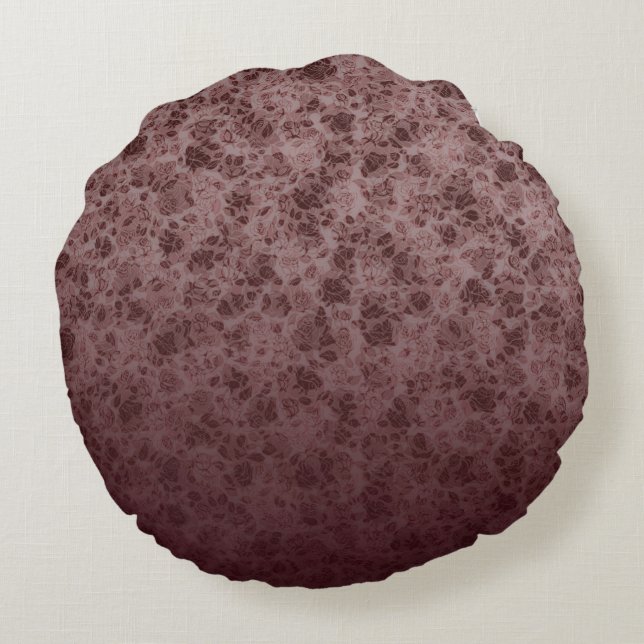 Bordeaux flowers degraded pillow rundes kissen (Rückseite)