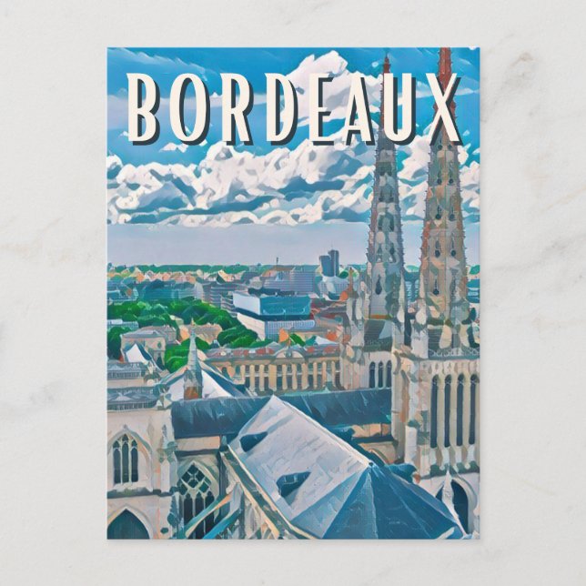 Bordeaux Foto Vintage Postkarte (Vorderseite)