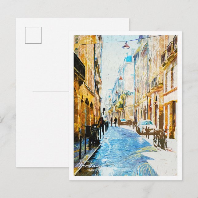 Bordeaux France Öl Paint City Landschaft Postkarte (Vorne/Hinten)