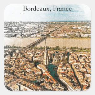 Bordeaux France Panorama View Quadratischer Aufkleber