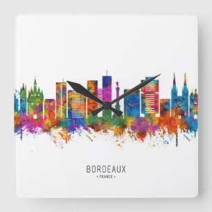 Bordeaux France Skyline Quadratische Wanduhr