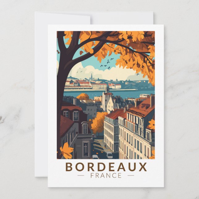Bordeaux Frankreich Reisen Vintag Einladung (Vorderseite)