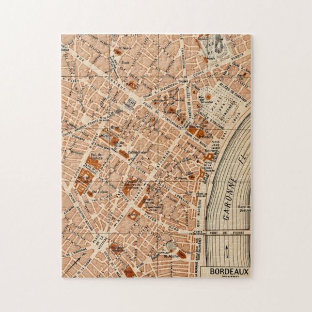 Bordeaux Frankreich Vintage Karte (Vertikal)