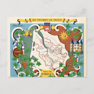 Bordeaux, Frankreich, Vintage Karte