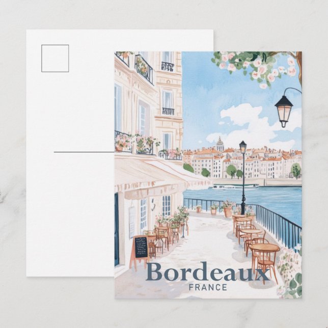 Bordeaux Frankreich - Wasserfarben Postkarte (Vorne/Hinten)