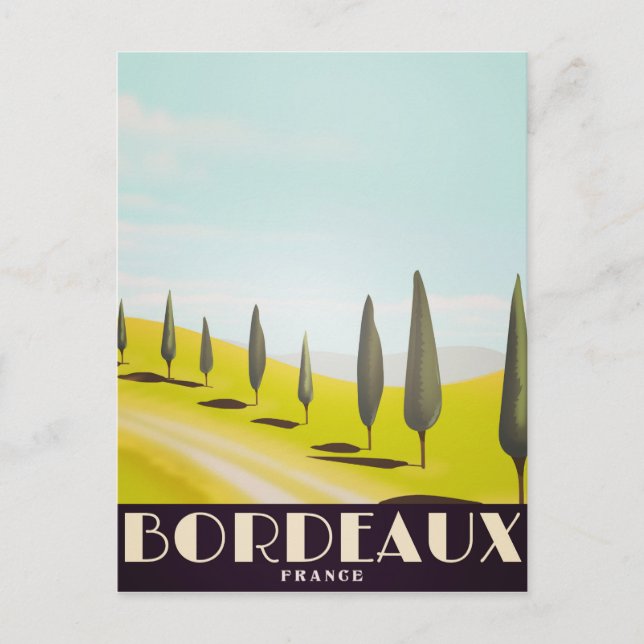 Bordeaux, französisches Vintages Reiseplakat Postkarte (Vorderseite)
