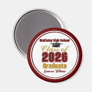 Bordeaux-Gold-Abschlussandenken Klasse 2026 Magnet