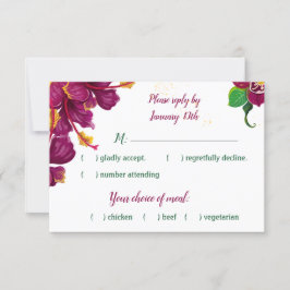 Bordeaux-Hibiskus-Blume - grün Blätter RSVP Karte