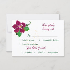 Bordeaux-Hibiskus-Blume - grün Blätter RSVP Karte