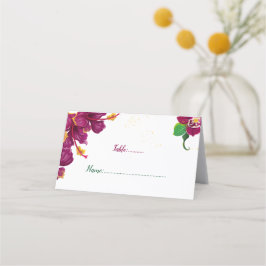 Bordeaux Hibiskus Blume grüne Blätter Platzkarte