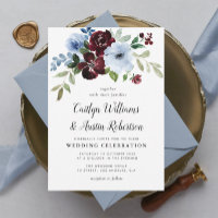 Bordeaux-Hochzeit in blauen Blumengärten