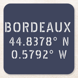 Bordeaux Latitude Longitude Rechteckiger Pappuntersetzer