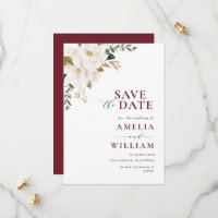 Bordeaux Magnolia blühend Save the Date