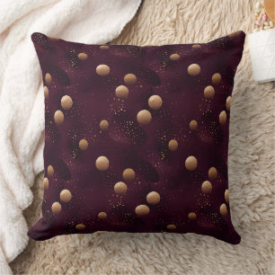 Bordeaux mit goldenem Polka-Punktmuster Kissen
