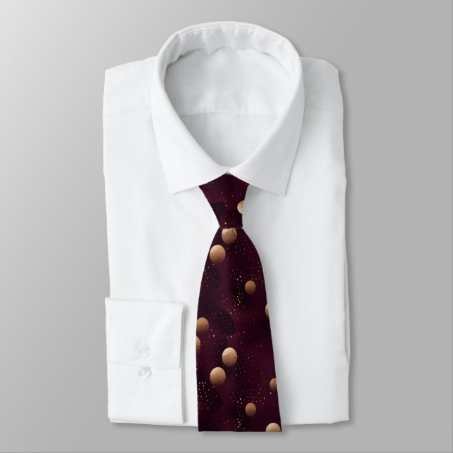 Bordeaux mit goldenem Polka-Punktmuster Krawatte (Gebunden)