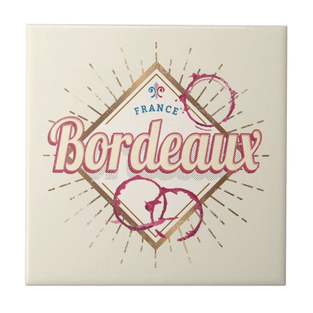 Bordeaux Nouvelle-Aquitaine Frankreich Retro Wein Fliese (Vorderseite)