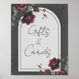Bordeaux rote Rosen Floral Geschenke & Karten Tisc Poster