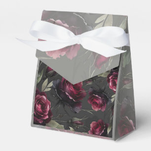 Bordeaux rote Rosen schattige graue Blumenhochzeit Geschenkschachtel
