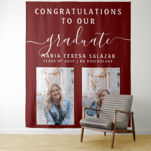 Bordeaux-Schrift-Calligraphy-Zwei-Foto-Abschluss Wandteppich