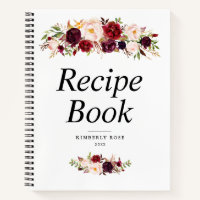 Bordeaux und Rosa Blumenrahmen Rezept Buch