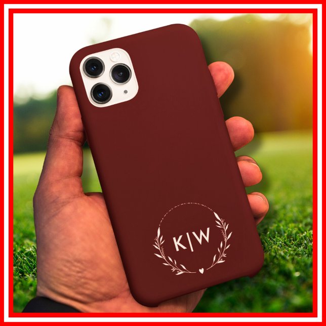 Bordeaux und Weiß | Monogram für moderne Initials iPhone 16 Pro Max Hülle (Von Creator hochgeladen)
