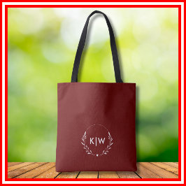 Bordeaux und Weiß | Monogram für moderne Initials Tasche