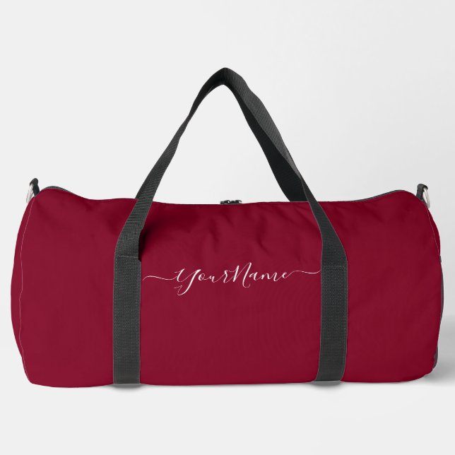 bordeauxfarbenes Drehbuch Duffle Bag (Vorderseite)